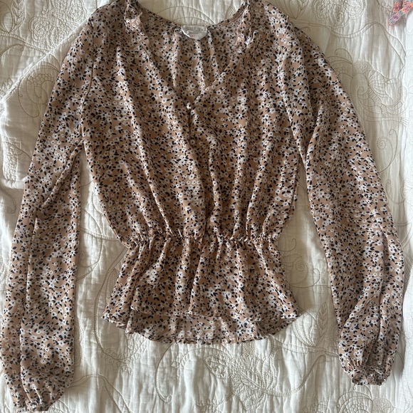 Sienna Sky Tops - Sienna Sky Pink and White floral blouse, long sleeve